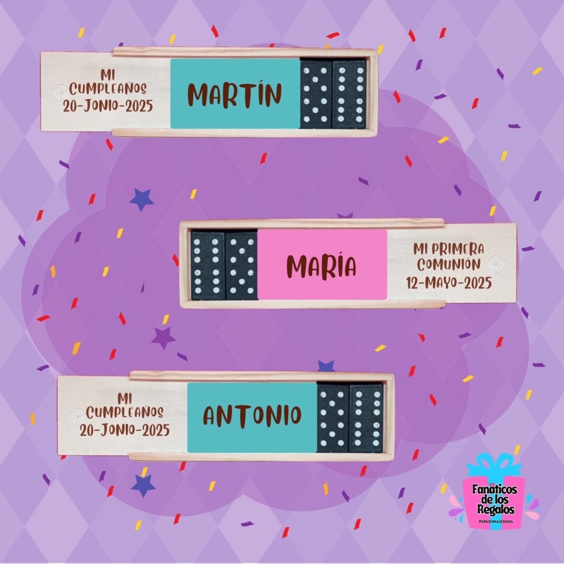 Juego de Dominó bicolor con grabado láser -Lote de 10 unidades (3,80€/unidad) - 1