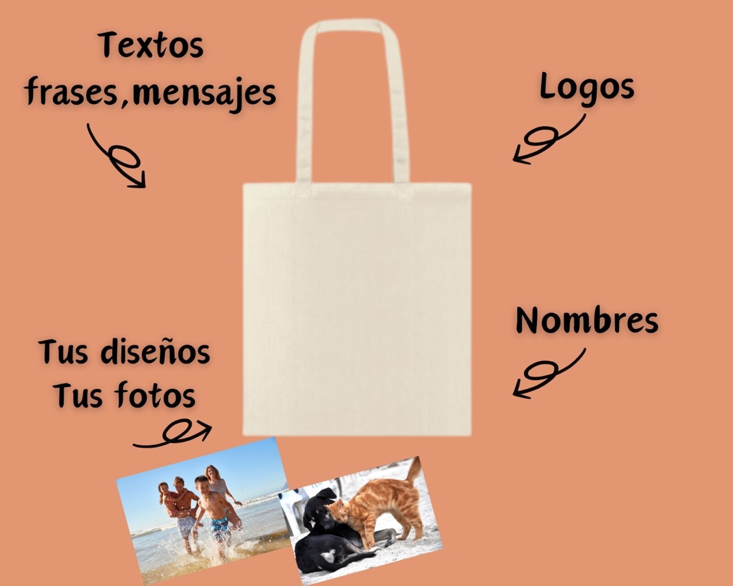 Bolsa de tela tipo lino personalizada - 2
