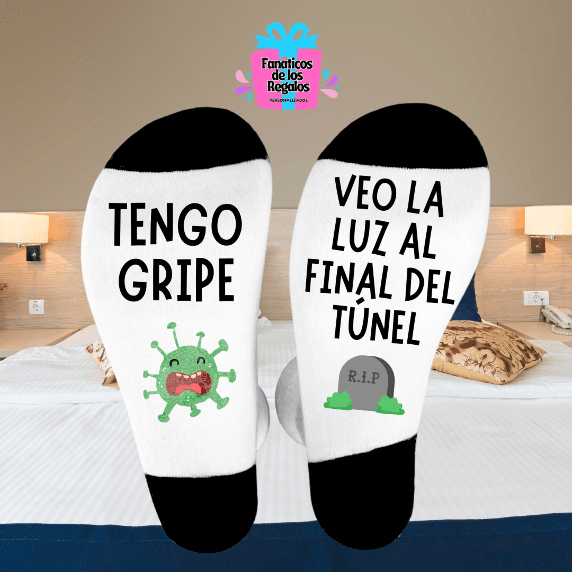 Calcetines divertidos "Tengo gripe veo la luz al final del túnel" - 2
