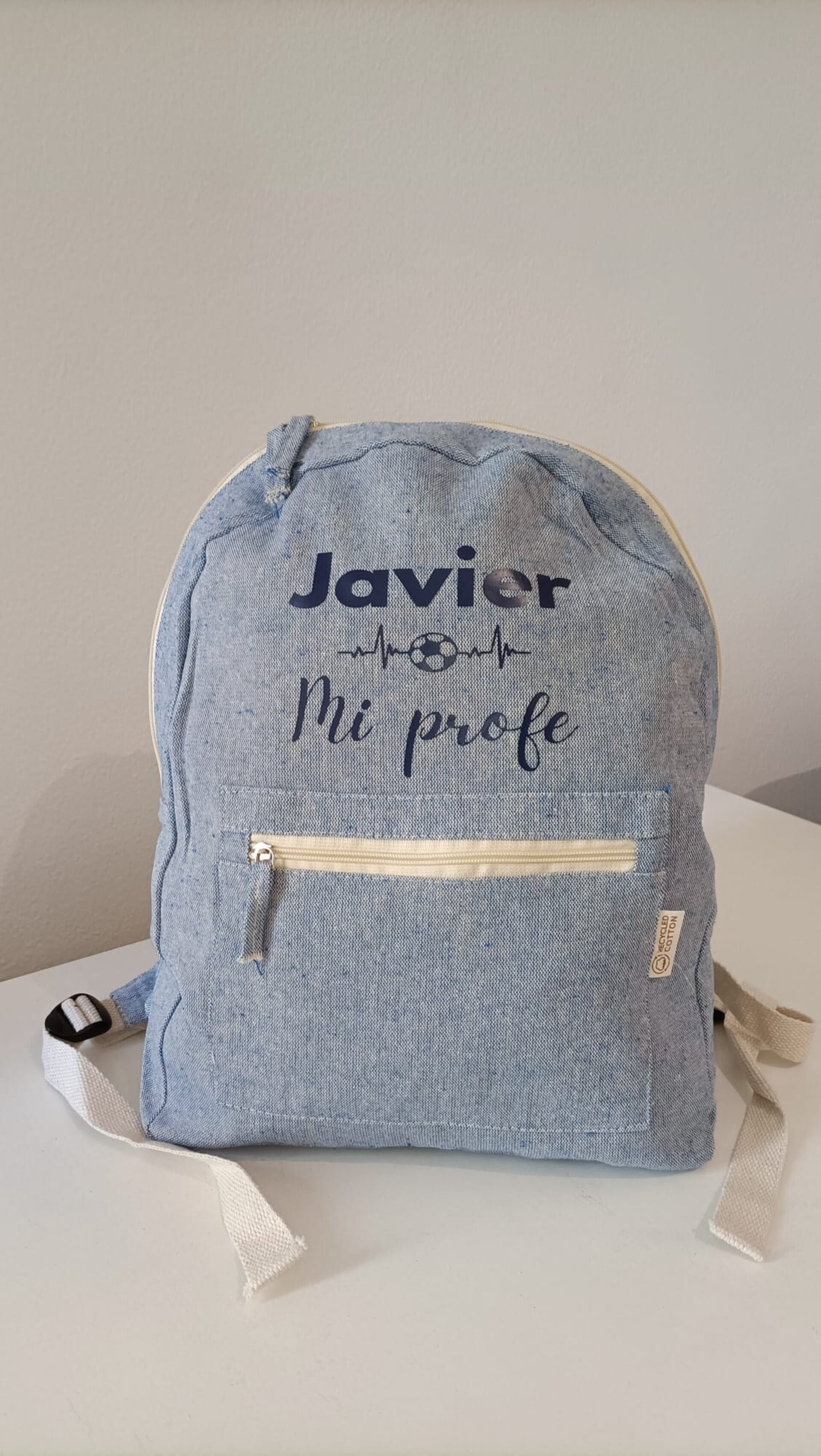 Mochila azul de algodón - 3