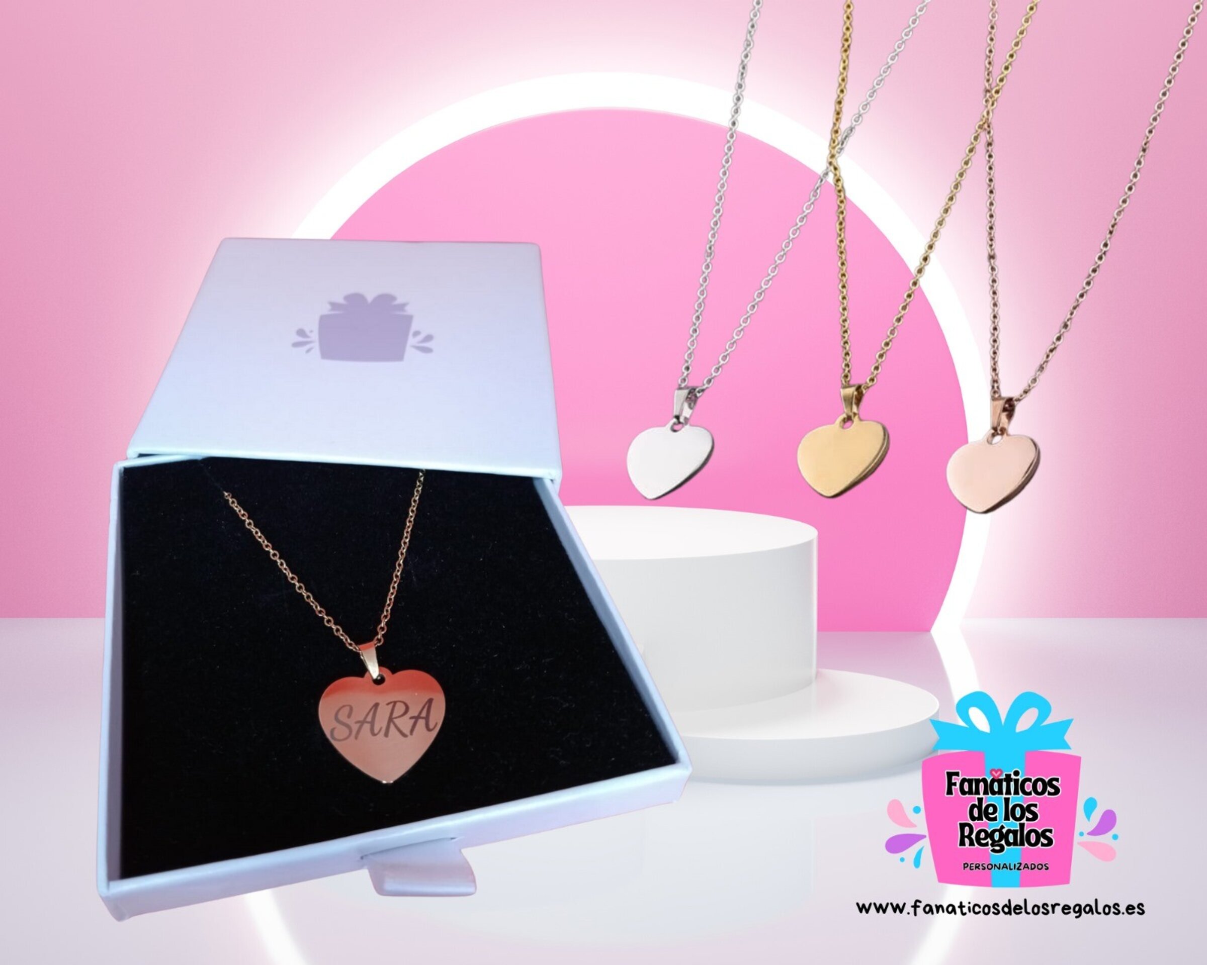 Collar con colgante de corazón  y grabado láser - 3